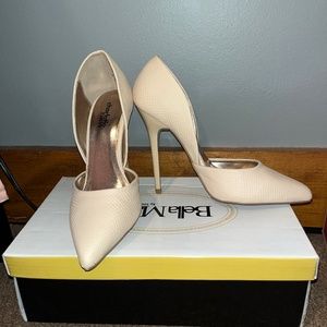 Nude snake heels